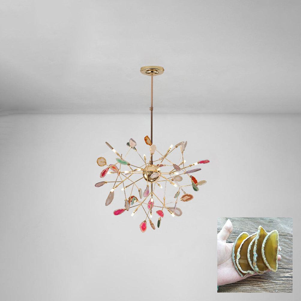 Ulenor Chandelier Colorful Leaf Gilded Arms
