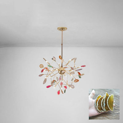 Ulenor Chandelier Colorful Leaf Gilded Arms