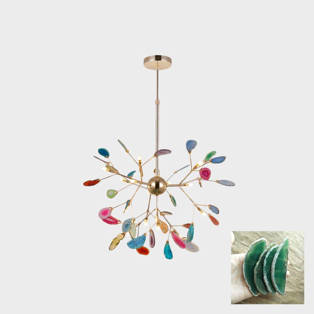 Ulenor Chandelier Colorful Leaf Gilded Arms