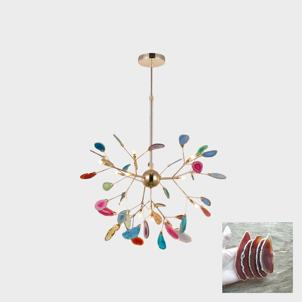 Ulenor Chandelier Colorful Leaf Gilded Arms