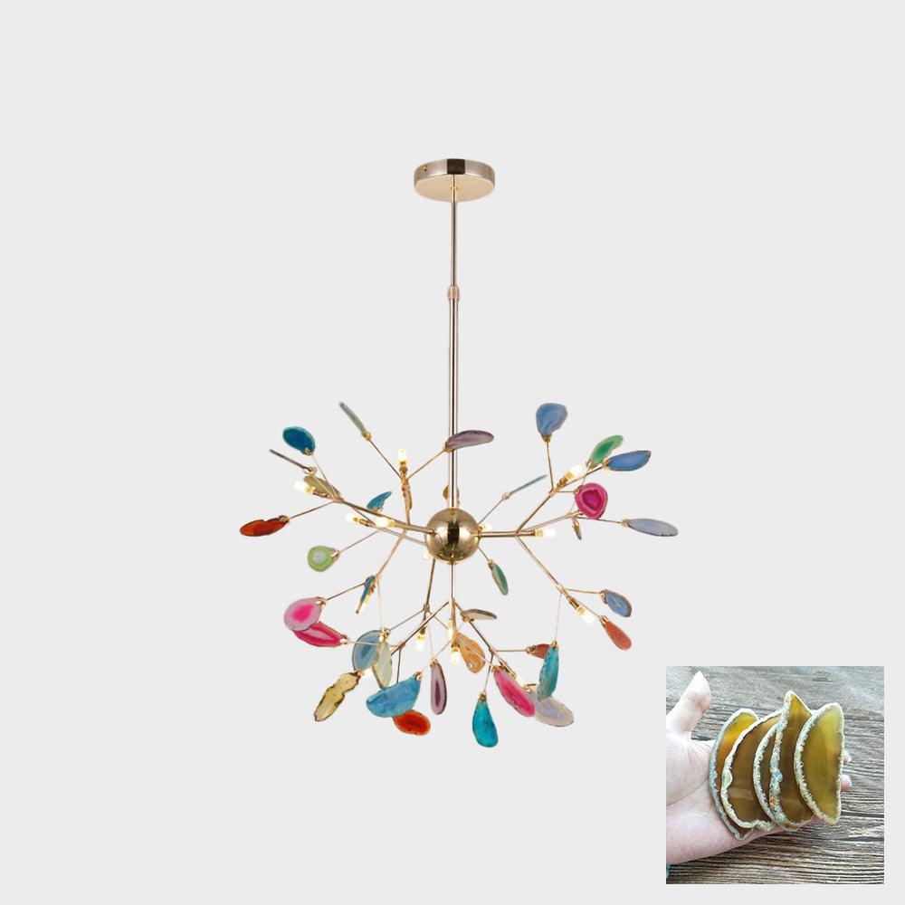 Ulenor Chandelier Colorful Leaf Gilded Arms