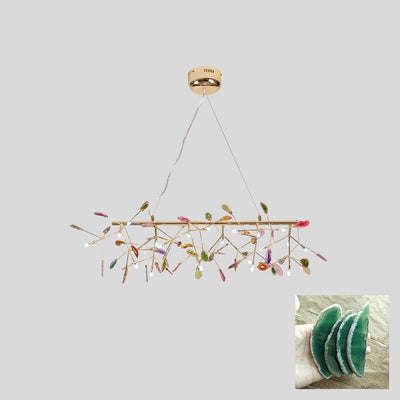 Ulenor Chandelier Colorful Leaf Gilded Arms