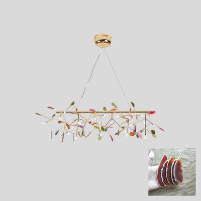 Ulenor Chandelier Colorful Leaf Gilded Arms