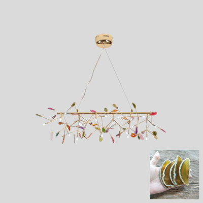Ulenor Chandelier Colorful Leaf Gilded Arms