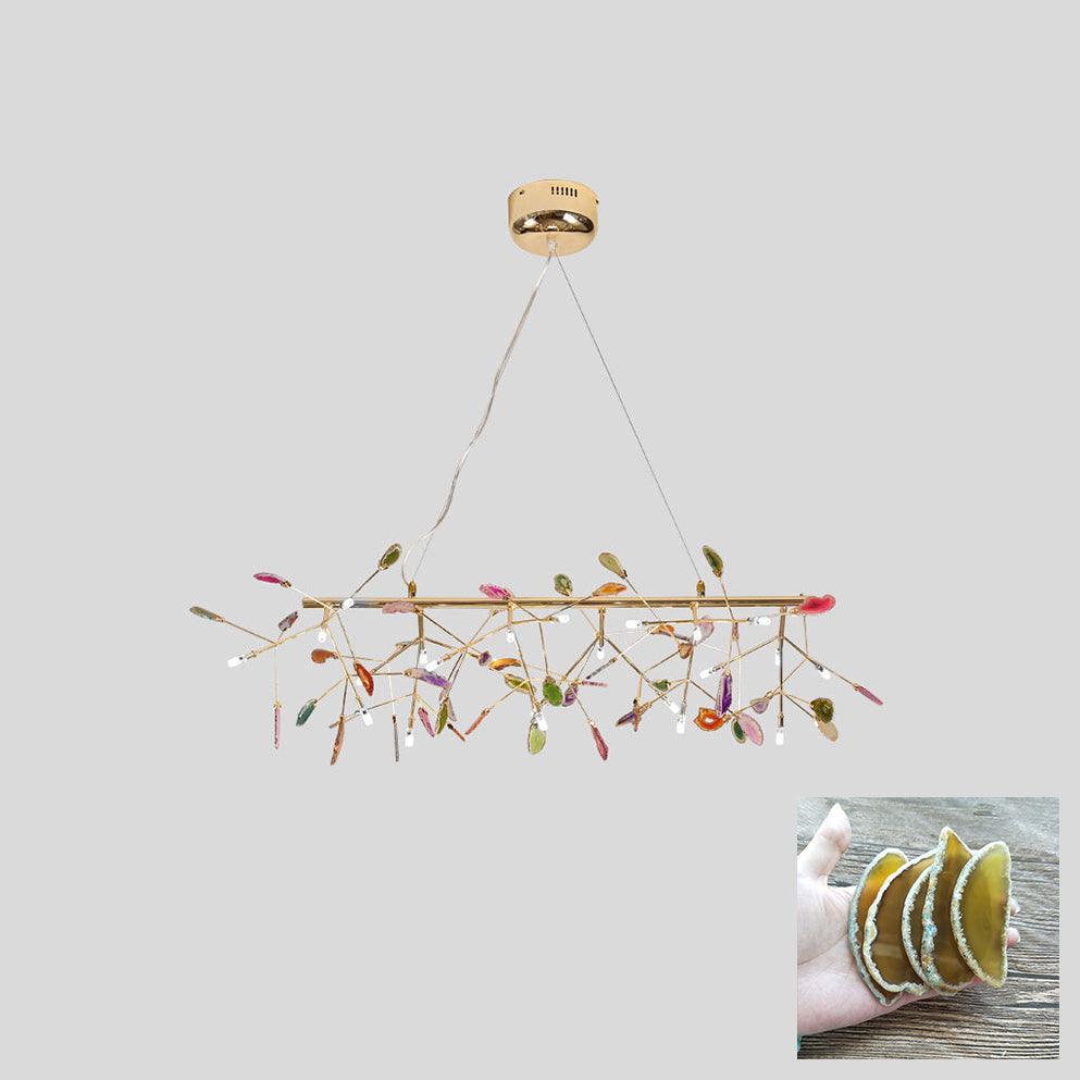 Ulenor Chandelier Colorful Leaf Gilded Arms
