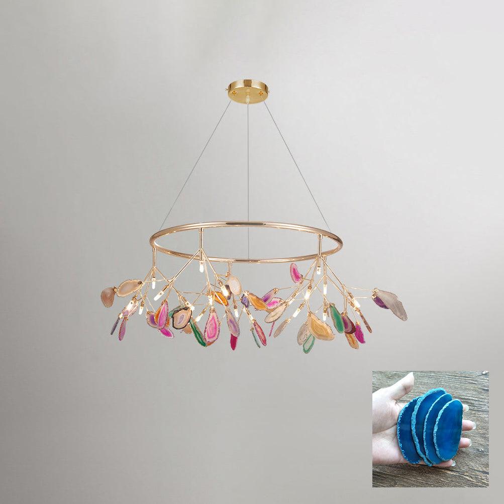 Ulenor Chandelier Colorful Leaf Gilded Arms