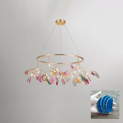 Ulenor Chandelier Colorful Leaf Gilded Arms