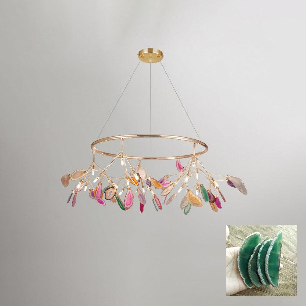 Ulenor Chandelier Colorful Leaf Gilded Arms