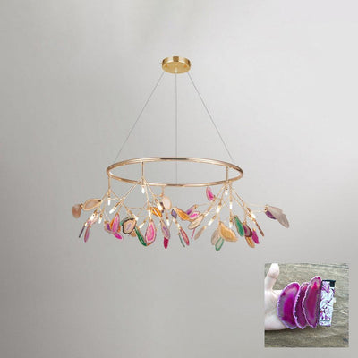 Ulenor Chandelier Colorful Leaf Gilded Arms