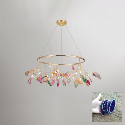 Ulenor Chandelier Colorful Leaf Gilded Arms
