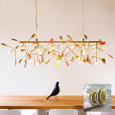 Ulenor Chandelier Colorful Leaf Gilded Arms