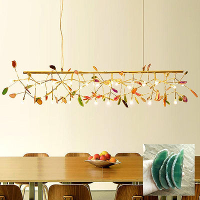 Ulenor Chandelier Colorful Leaf Gilded Arms