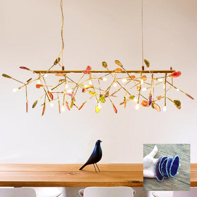 Ulenor Chandelier Colorful Leaf Gilded Arms