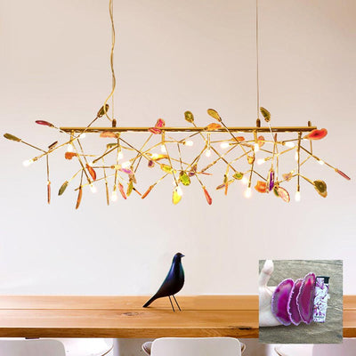 Ulenor Chandelier Colorful Leaf Gilded Arms