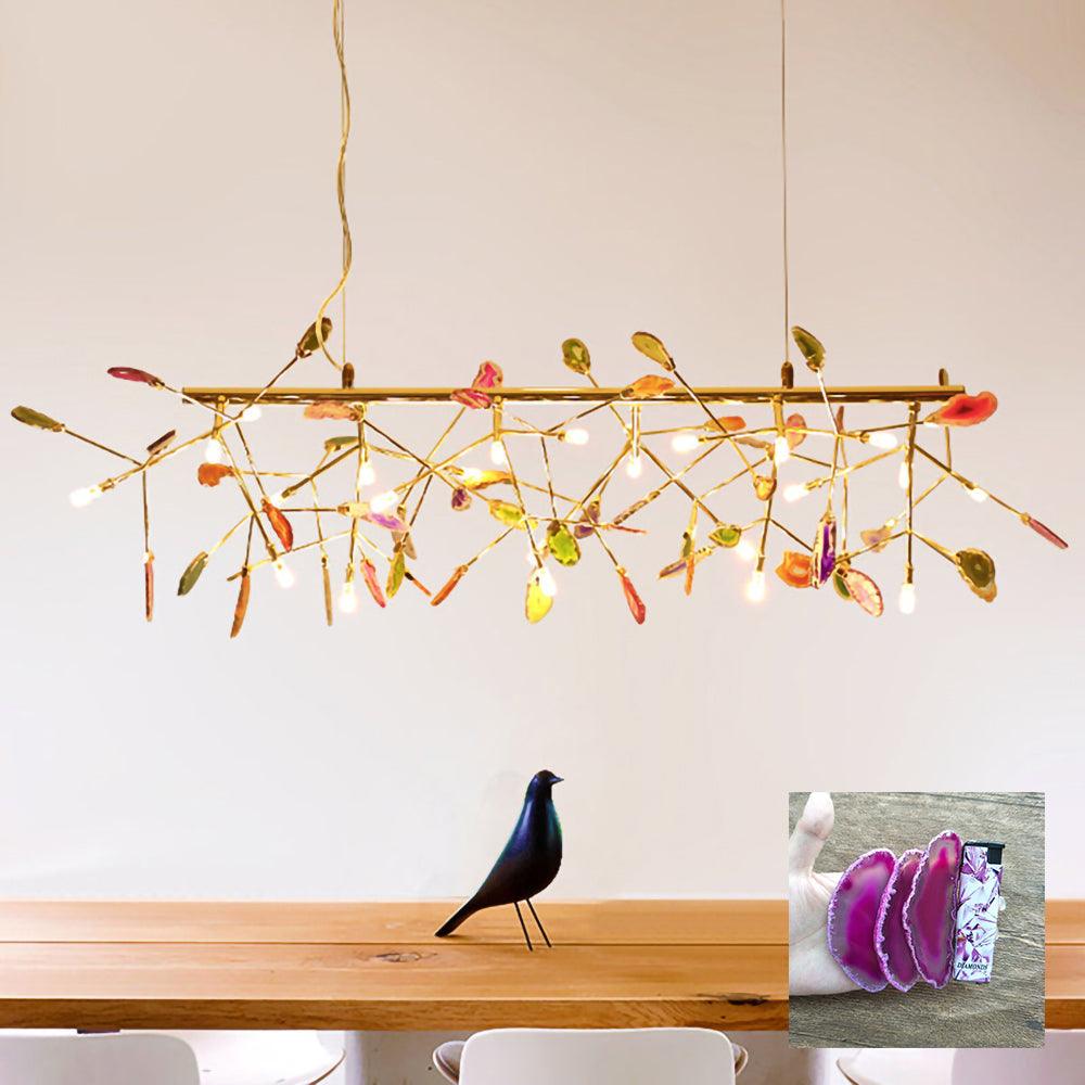 Ulenor Chandelier Colorful Leaf Gilded Arms