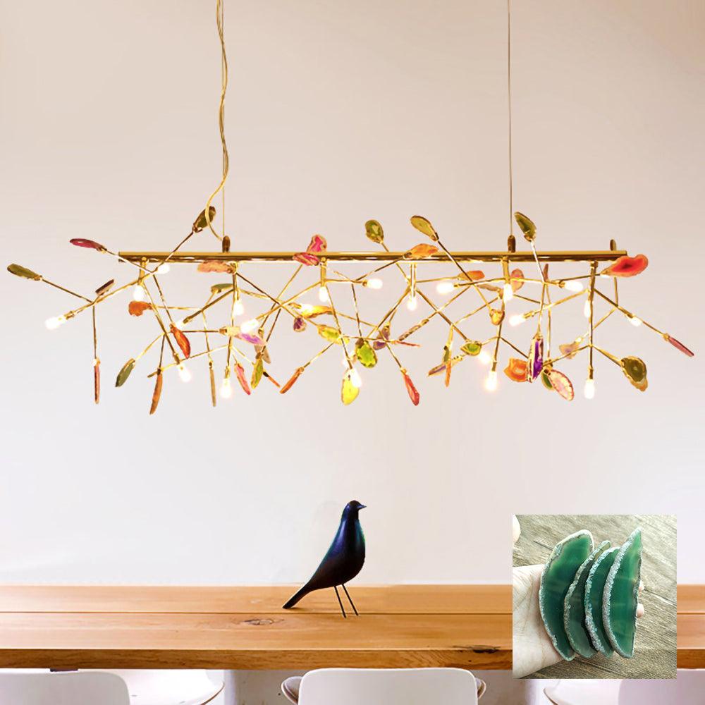 Ulenor Chandelier Colorful Leaf Gilded Arms