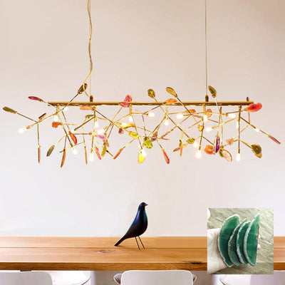 Ulenor Chandelier Colorful Leaf Gilded Arms