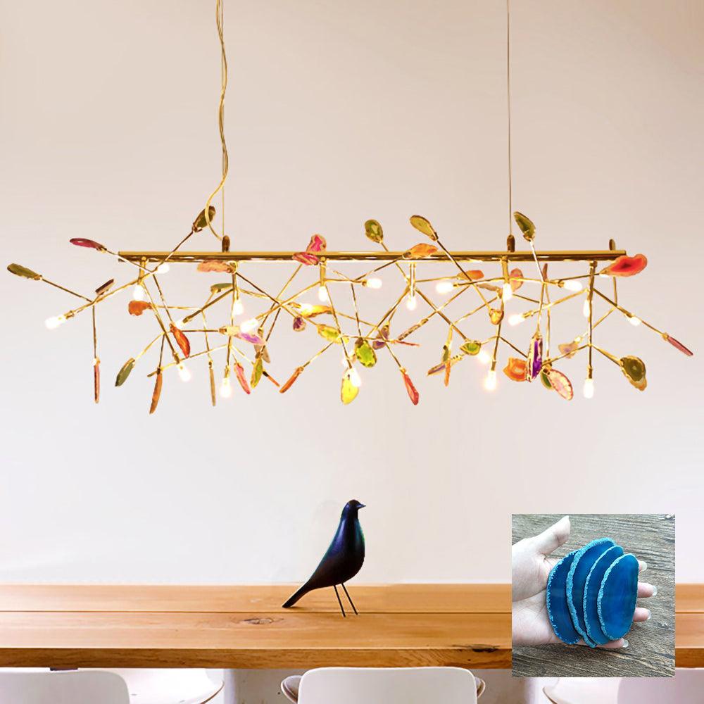 Ulenor Chandelier Colorful Leaf Gilded Arms