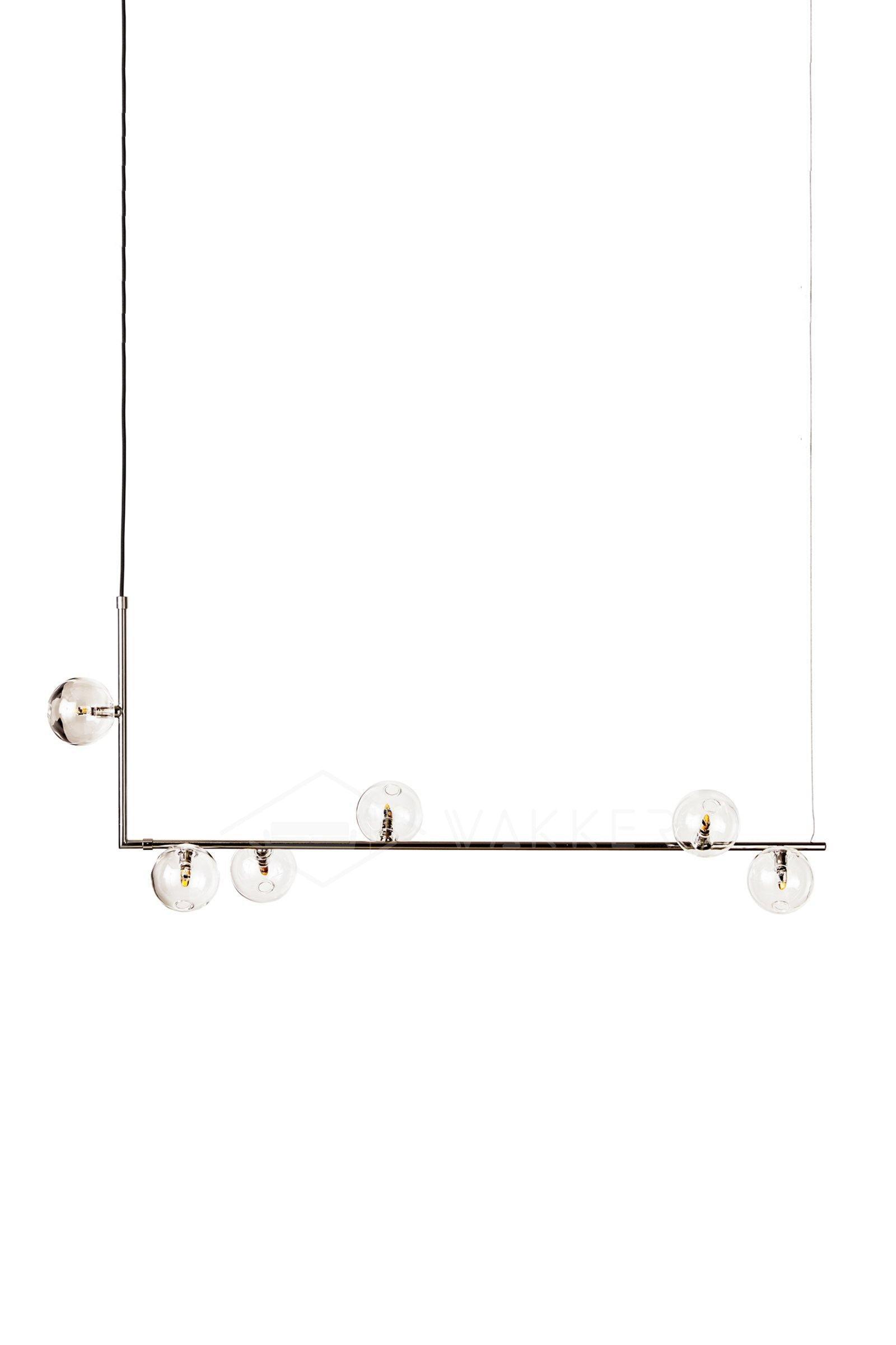 Moss Chandelier Glass with Black Steel Linear