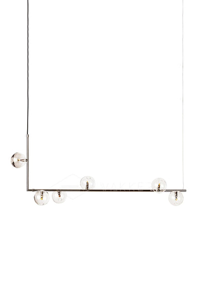 Moss Chandelier Glass with Black Steel Linear
