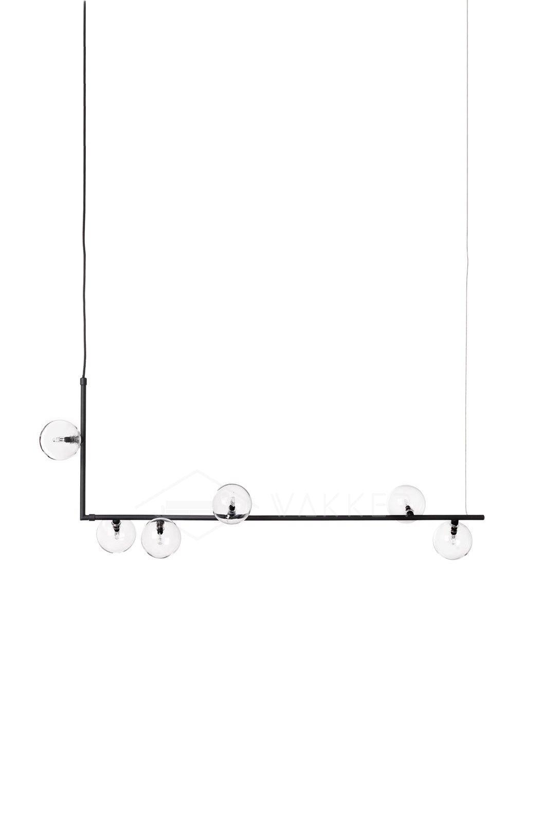 Moss Chandelier Glass with Black Steel Linear