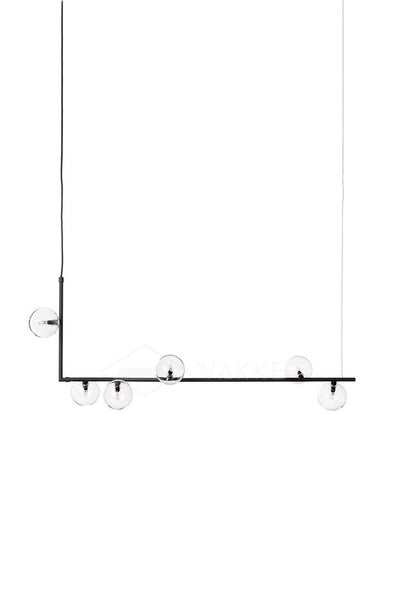 Moss Chandelier Glass with Black Steel Linear