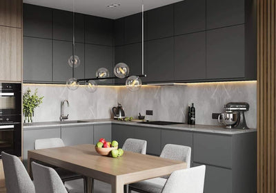 Moss Chandelier Glass with Black Steel Linear