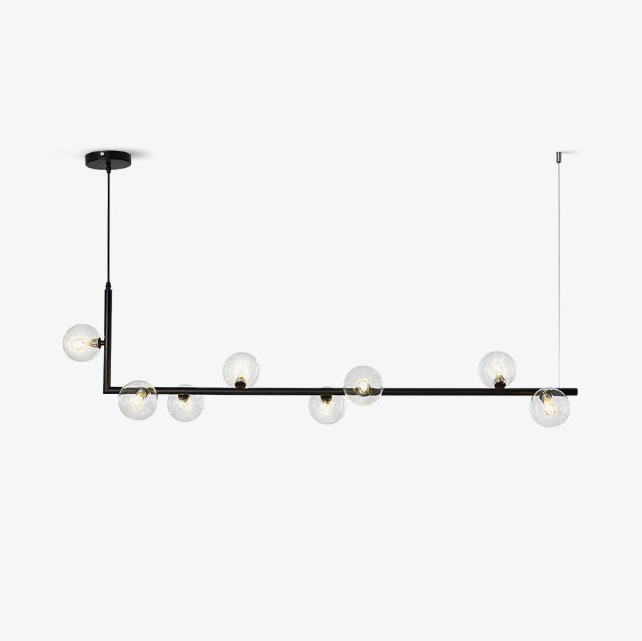 Moss Chandelier Glass with Black Steel Linear