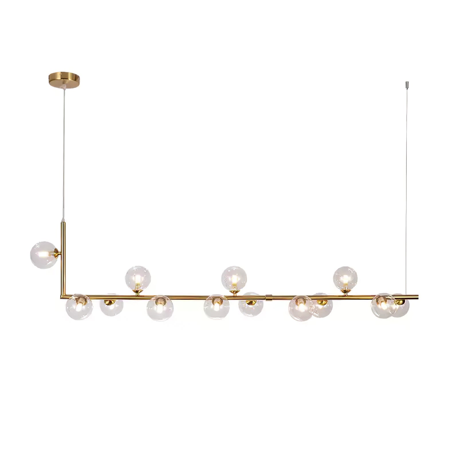 Moss Chandelier Glass with Black Steel Linear