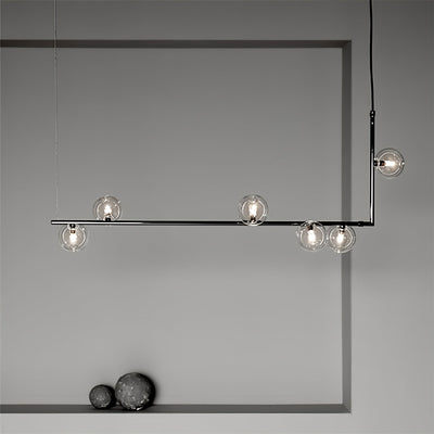Moss Chandelier Glass with Black Steel Linear