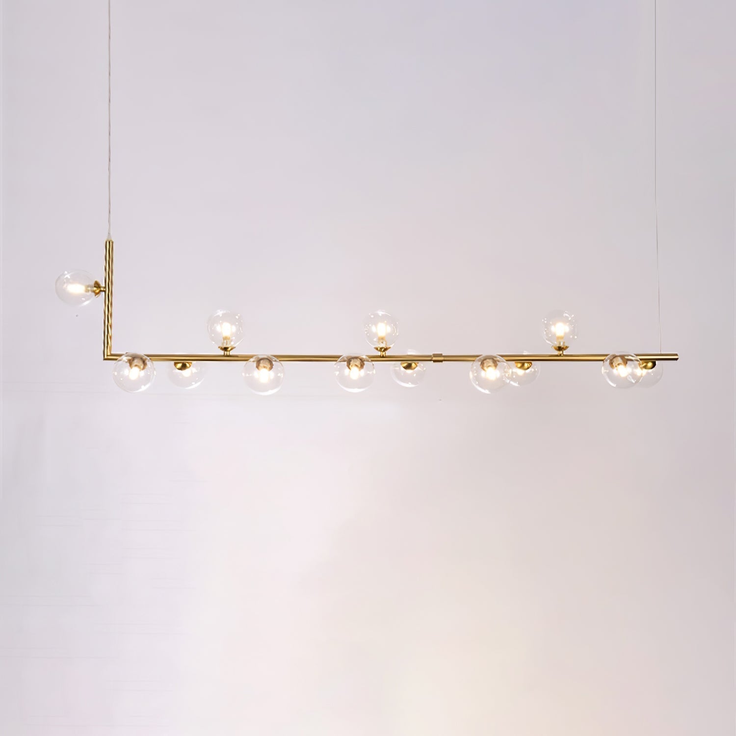 Moss Chandelier Glass with Black Steel Linear