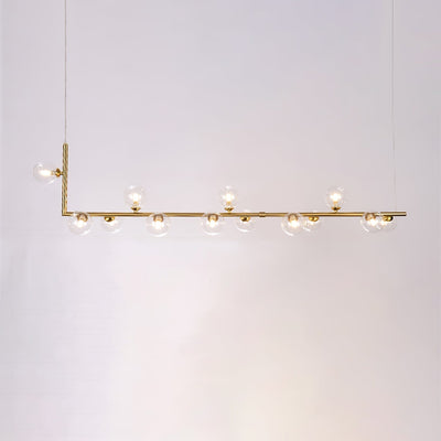 Moss Chandelier Glass with Black Steel Linear