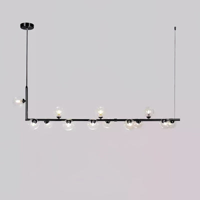 Moss Chandelier Glass with Black Steel Linear