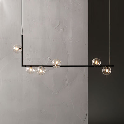 Moss Chandelier Glass with Black Steel Linear