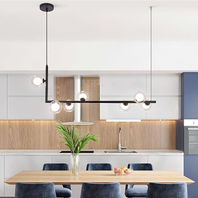 Moss Chandelier Glass with Black Steel Linear