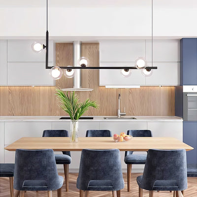 Moss Chandelier Glass with Black Steel Linear