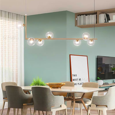 Moss Chandelier Glass with Black Steel Linear