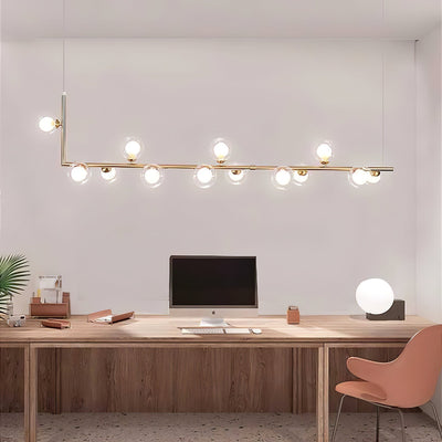 Moss Chandelier Glass with Black Steel Linear