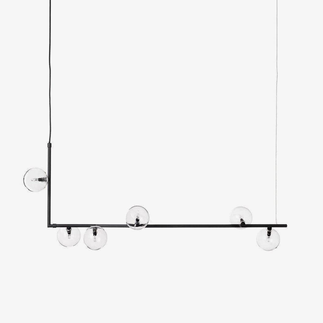 Moss Chandelier Glass with Black Steel Linear