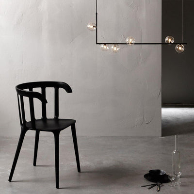 Moss Chandelier Glass with Black Steel Linear