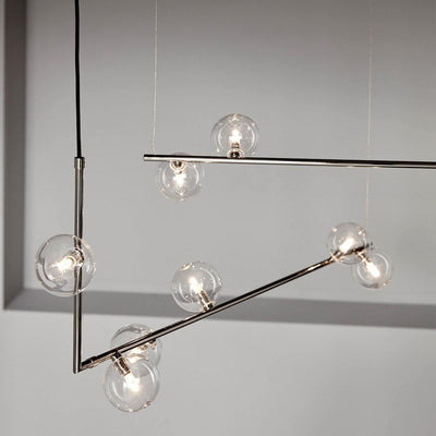 Moss Chandelier Glass with Black Steel Linear
