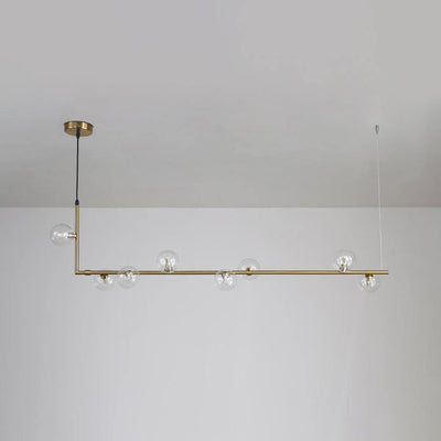Moss Chandelier Glass with Black Steel Linear