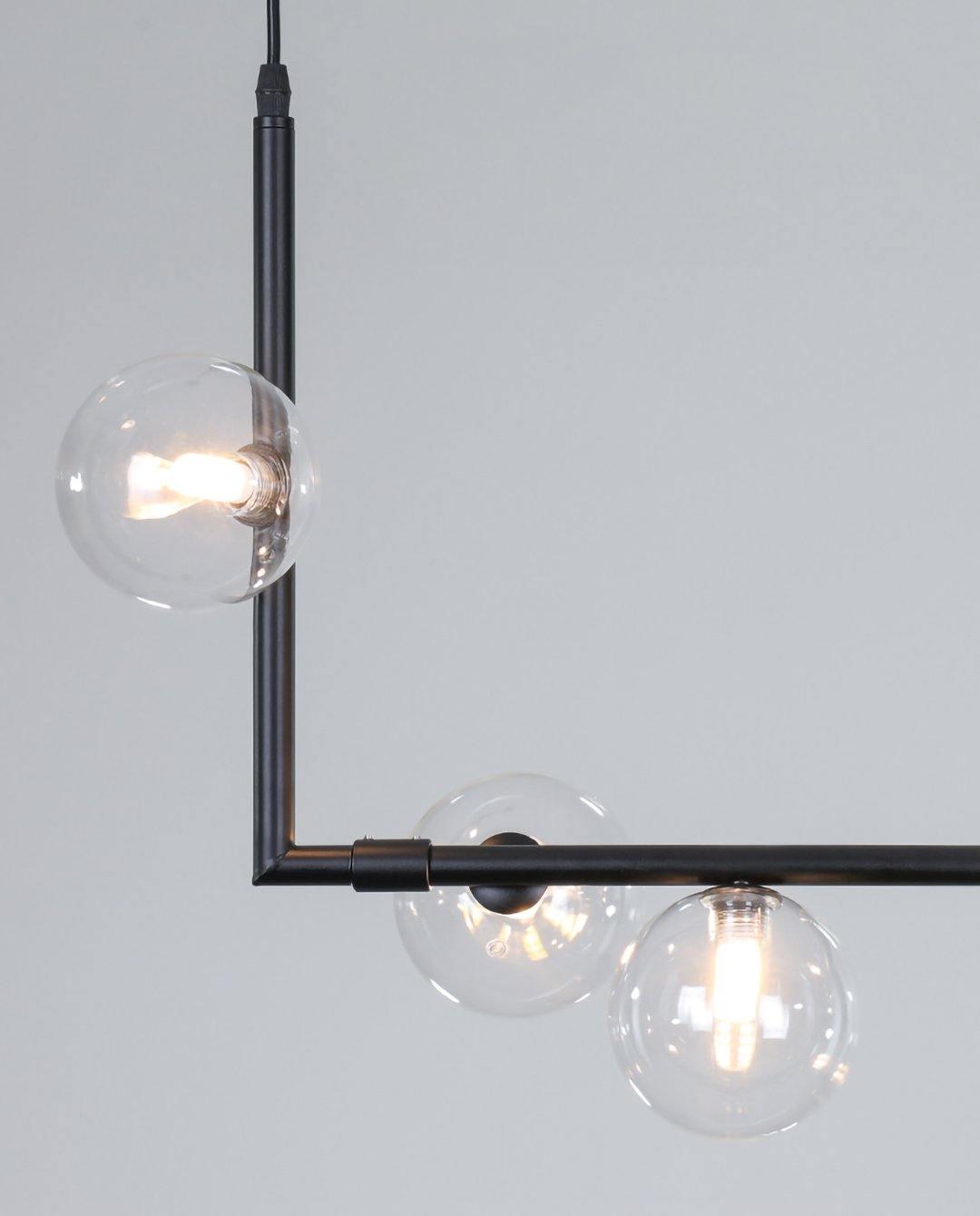 Moss Chandelier Glass with Black Steel Linear