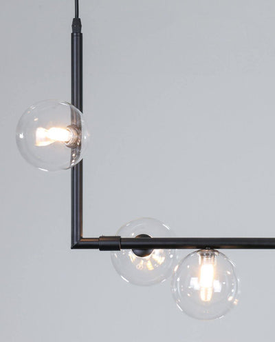 Moss Chandelier Glass with Black Steel Linear