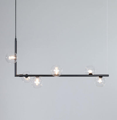 Moss Chandelier Glass with Black Steel Linear