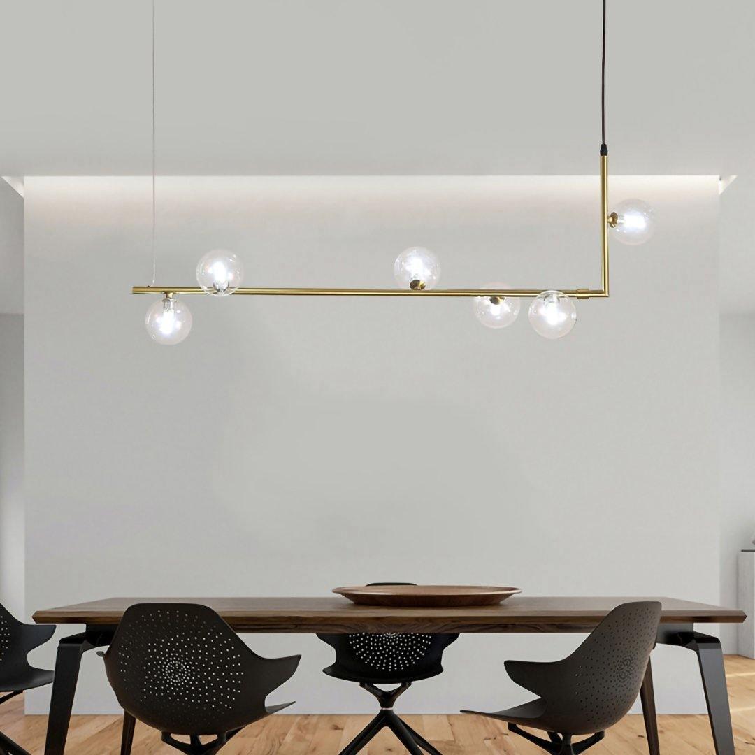 Moss Chandelier Glass with Black Steel Linear