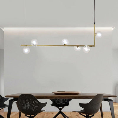 Moss Chandelier Glass with Black Steel Linear