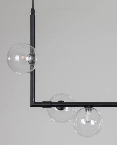 Moss Chandelier Glass with Black Steel Linear