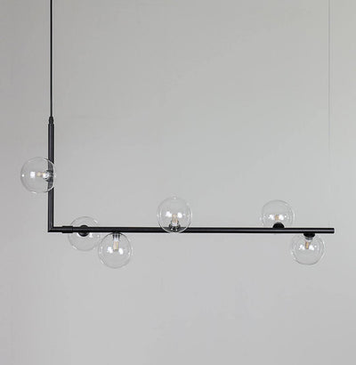 Moss Chandelier Glass with Black Steel Linear
