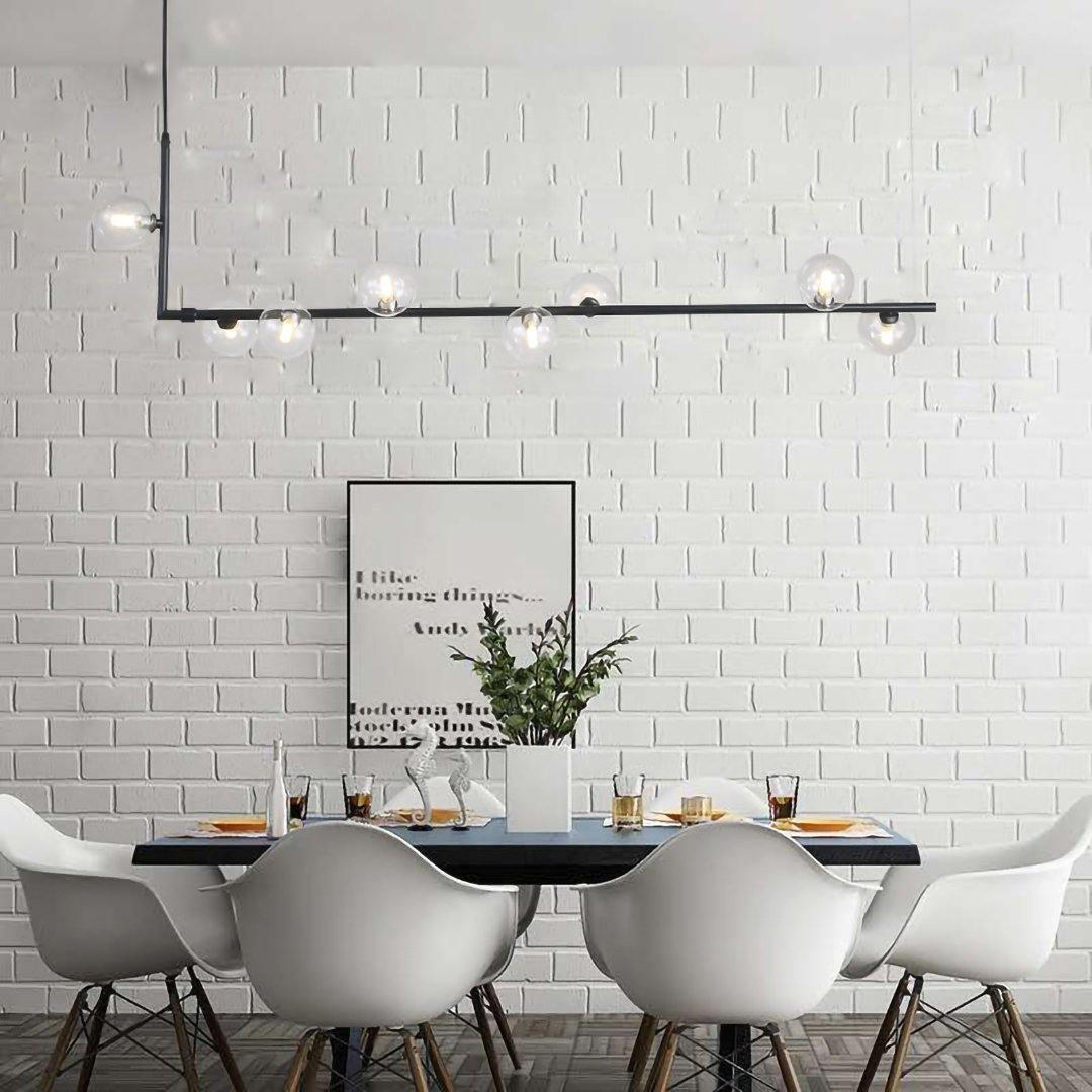 Moss Chandelier Glass with Black Steel Linear